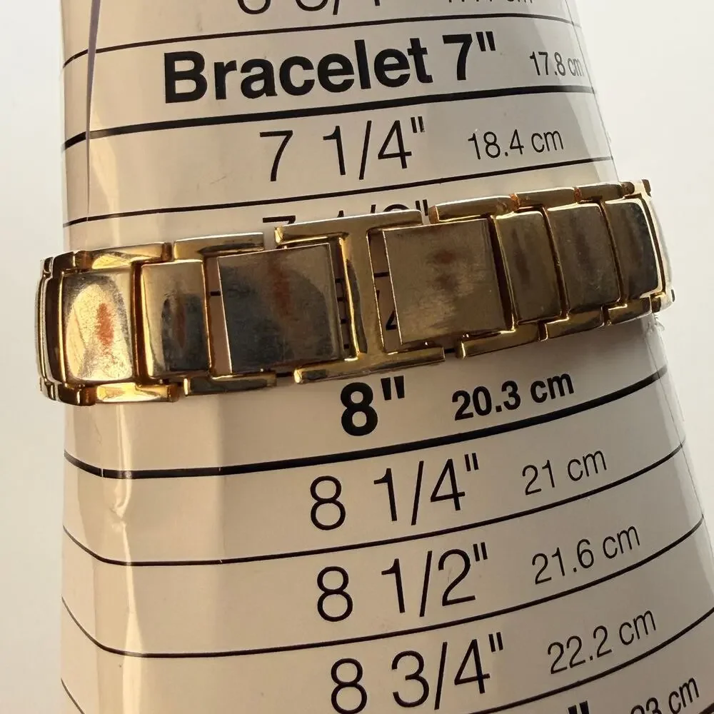Elegant Figaro Couture Gold-Tone Rectangular Quartz Watch Working New Battery